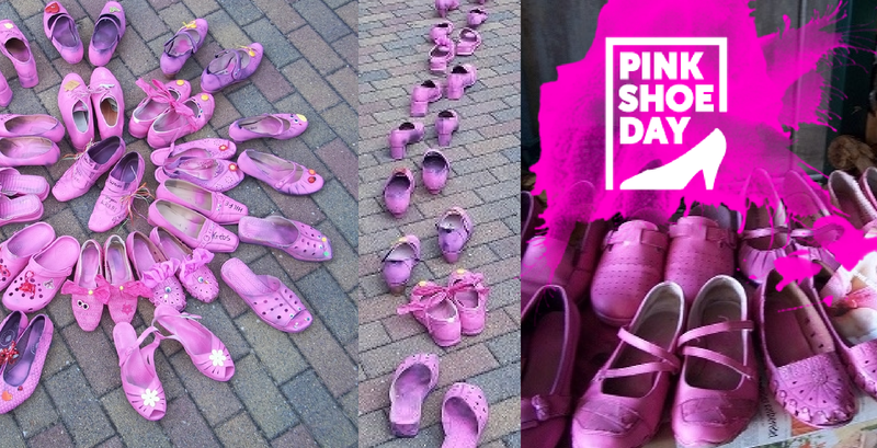 Pinkfarbene Schuhe der Frauenselbsthilfe nach Krebs, Bad Belzig